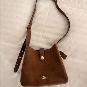 COACH Brown Suede Shoulder Bag with Leather Trim